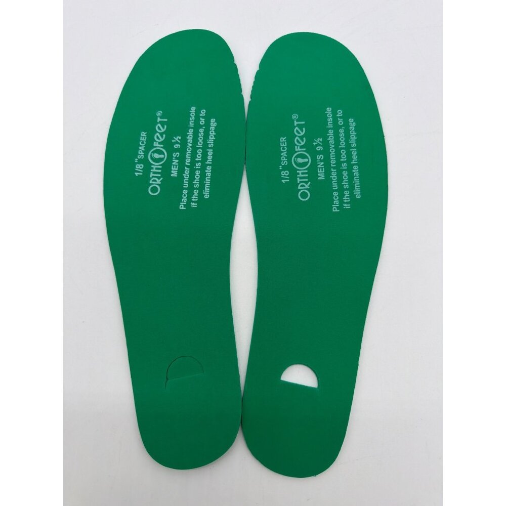 Orthofeet 1/8" Spacer Insoles Mens 9.5 Green Removable Shoe Inserts For Heel Sli